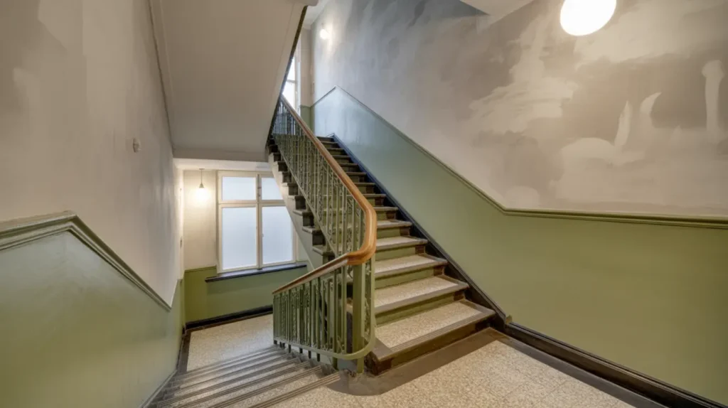 renovering av trapphus med m lning och belysning i stadshagen kungsholmen
